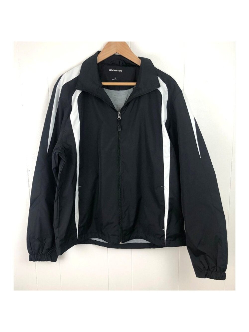 Sport Tek Mens Size Medium Full Zip Colorblock Raglan WindShirt Lined Jacket